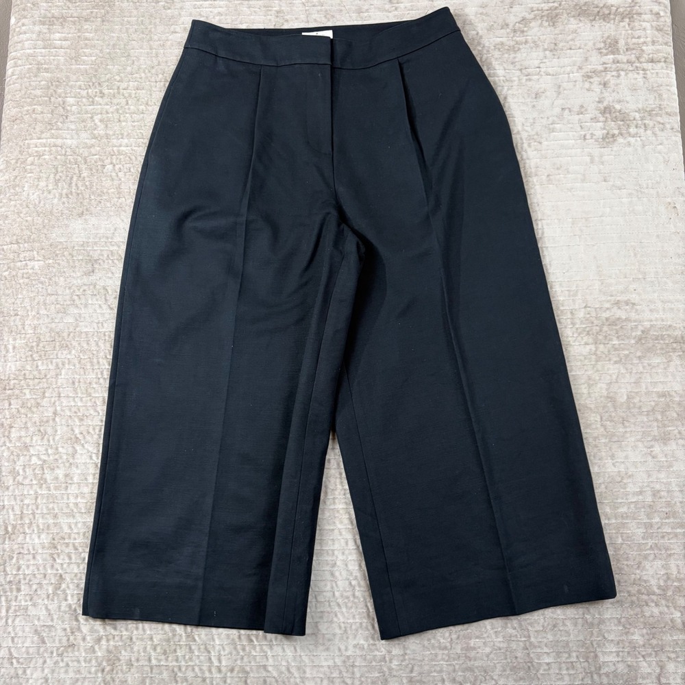 Kate Spade New York Navy Blue Wide Leg Crop Pleated Pants NJMU5012 Size 6